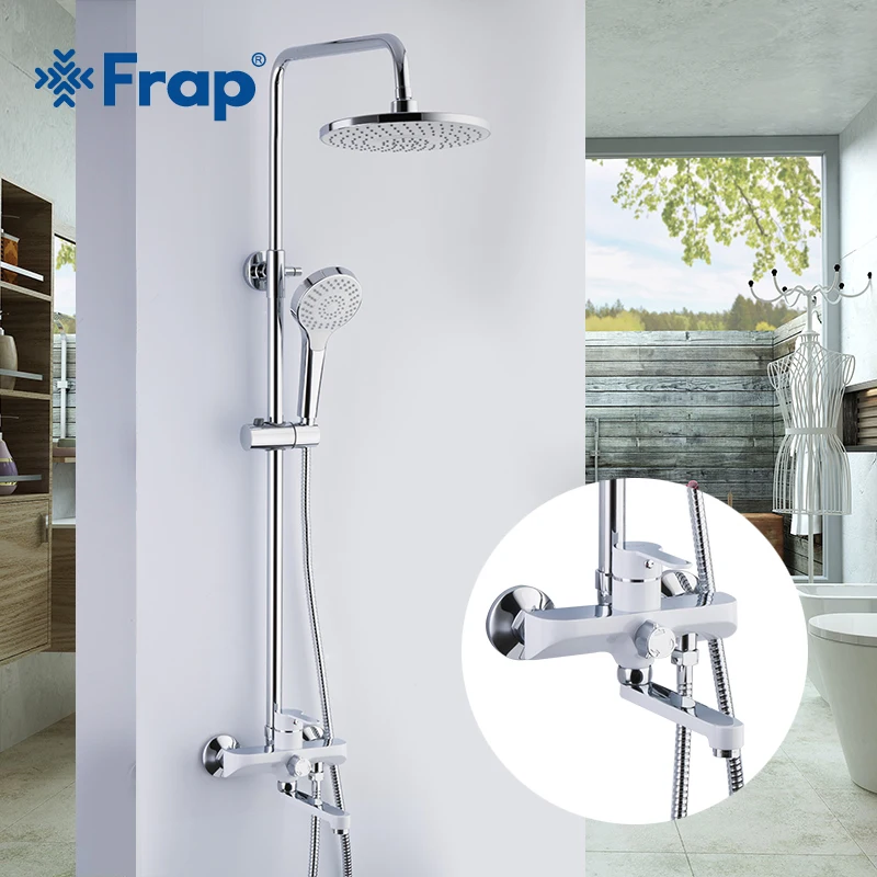 

FRAP Shower System chrome white red black bathroom shower faucet bath shower mixer rainfall shower panel system bathtub faucet