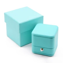 Hot sale Romantic Blue Leather Jewelry Gift Box Ring Box Necklace Box Ring Packaging Storage Ring Organizer for Wedding Propose large leather gift box for jewellery wedding party decoration display velvet organizer earing necklace ring packaging pink box