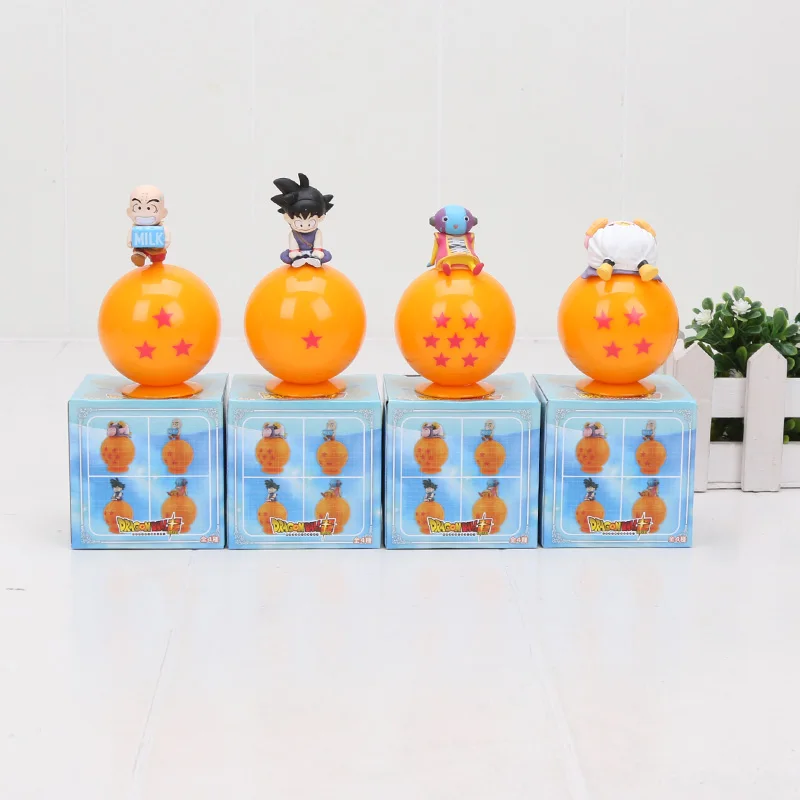 

4pcs/set Anime Dragon Ball Z Figures Toys son Goku Kuririn Majin Buu Zeno Decoration capsule toys Doll Action Figure Toy gift