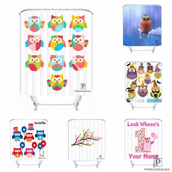 

Custom Cartoon Cute Owl Waterproof Shower Curtain Home Bath Bathroom s Hooks Polyester Fabric Multi Sizes#0421-sohu-40