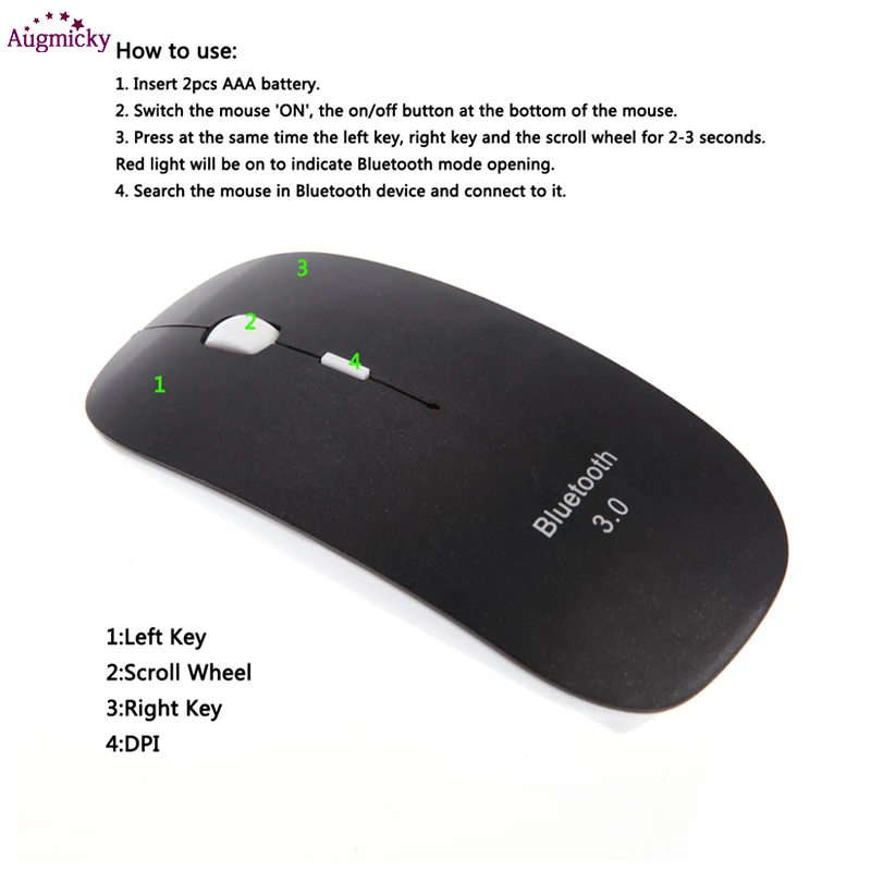 Ультратонкая Беспроводная оптическая мышь 1600DPI Bluetooth 3 0 игровая офисная для Windows