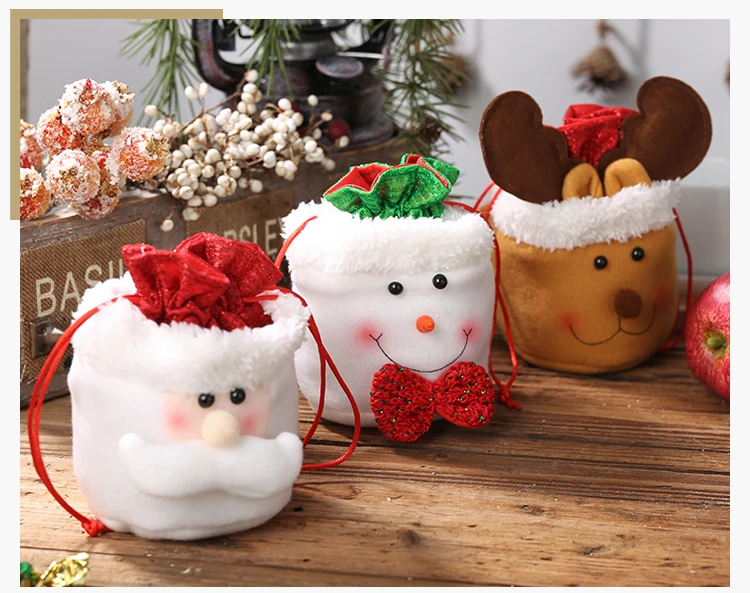 Новогодний шнурок, Рождественская сумка для украшения яблока, мешок для конфет, снеговик, олень, рождественская елка, украшения, Рождество