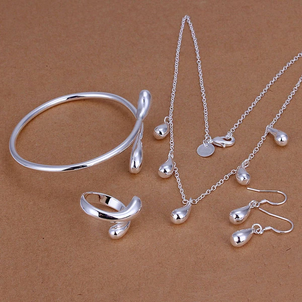 

925 Sterling Silver Premium Jewelery Water Drop Earrings Jewelry Bracelet Necklace Bracelet Ring Men's Love Places Gifts