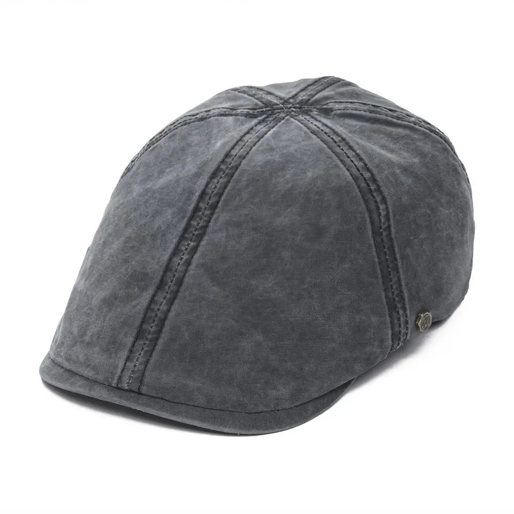 Voboom темно-синяя хлопковая кепка на плоской подошве для мужчин и женщин кепка газетчика 6 панель шляпа в стиле Гэтсби для мальчика шляпы такби драйвер Boina 157 - Цвет: Черный