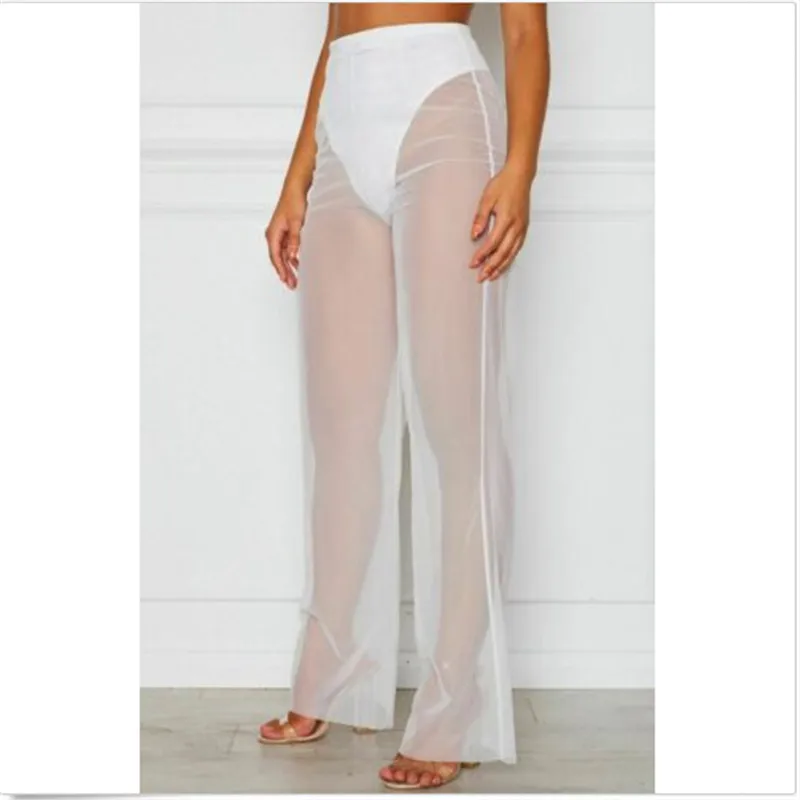 

Fashion Sexy Women's Beach Mesh Sheer Bikini Cover Up Swimwear Transparent Long Pant Trousers