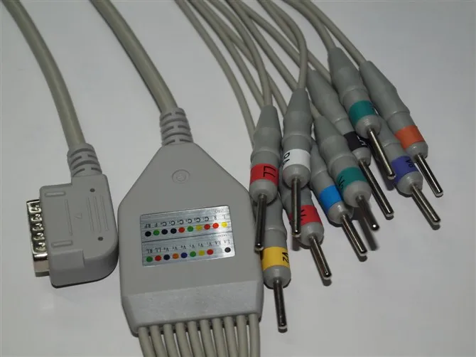 Для Kenz PC 109 кабель для ЭКГ ECG 108/110 1203 1205 Cardico 302 15PIN цельный 10 Lead ECG/EKG AHA IEC кабель| |