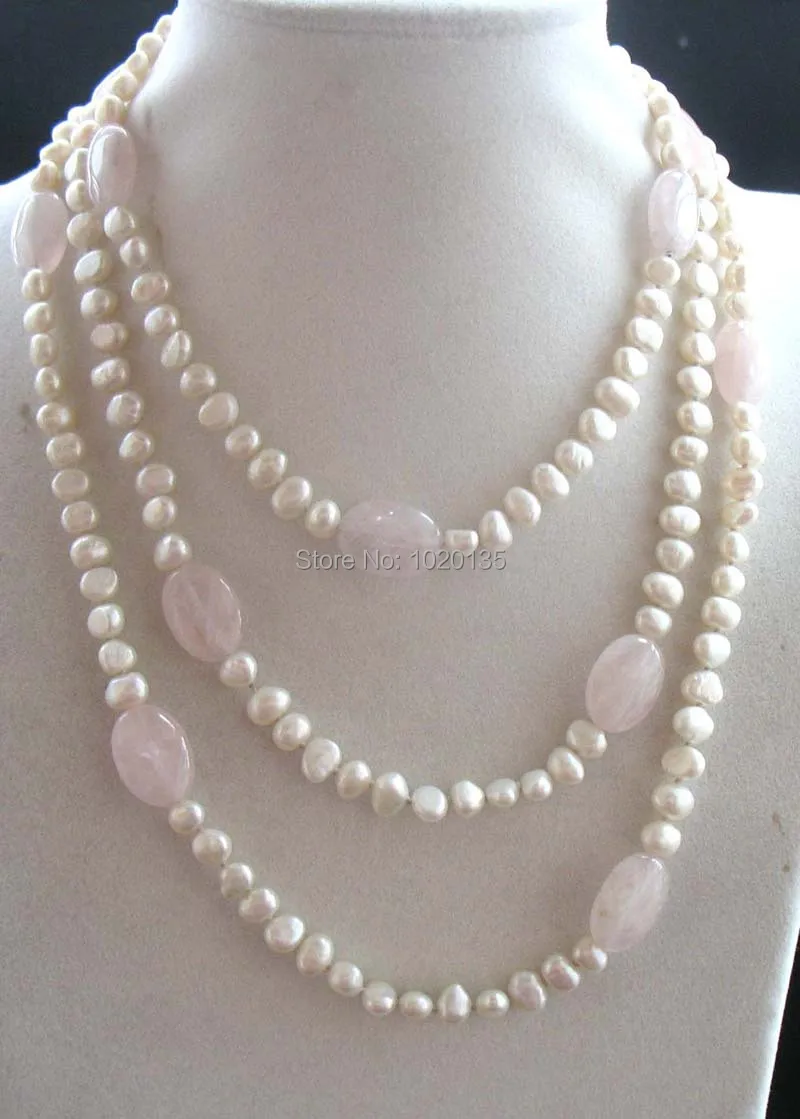 

freshwater pearl white baroque and pink stone flat necklace nature FPPJ