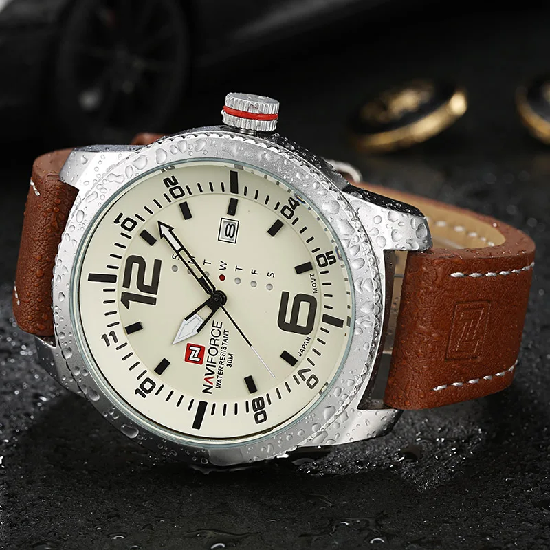 Топ люксовый бренд NAVIFORCE мужские военные спортивные часы мужские кварцевые часы с датой мужские кожаные Наручные часы Relogio Masculino