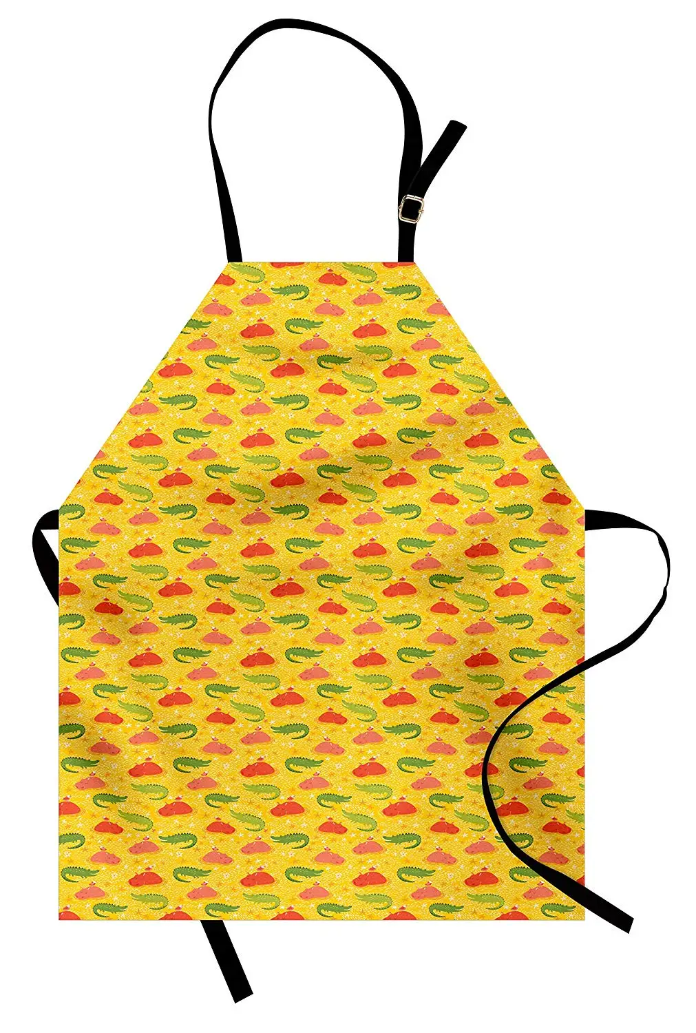 Alligator Apron Baby Hippos Swimming in Exotic Water with Crocodiles Flowers Leaf Stars Childish Unisex Kitchen Accessories | Дом и сад