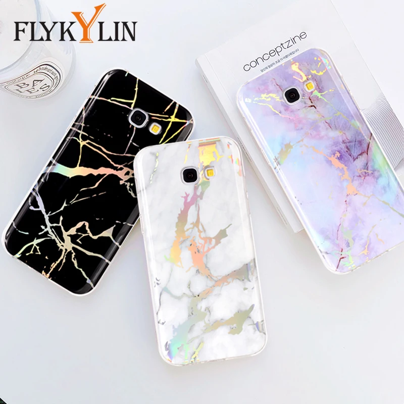 FLYKYLIN лазерной Мрамор чехол для Samsung Galaxy A3 A5 2017 A6 + A8 плюс 2018 задняя крышка мягкая TPU