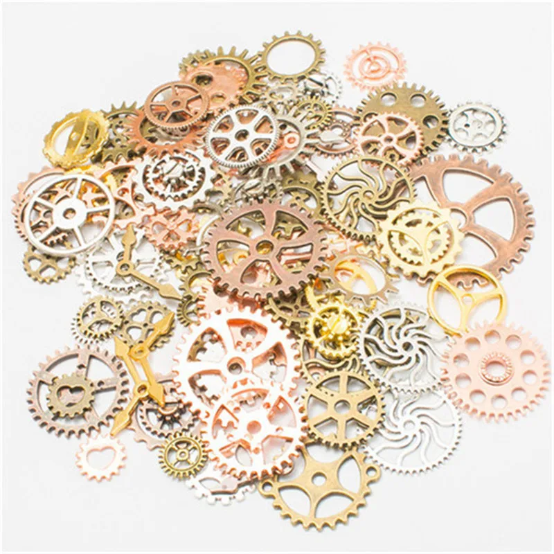 

8colors Mixed Steampunk Punk Style Zinc Alloy Gears Charm pendant fit for Bracelets Necklace Accessories DIY Jewelry Making