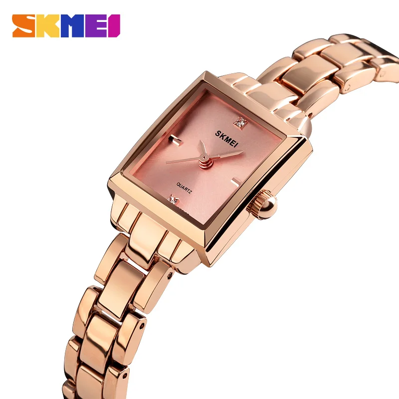 SKMEI Brand Luxury Square Women Bracelet Watch Stainless Steel Quartz Ladies Watch Waterproof Clock Relogio Feminino Dropshiping