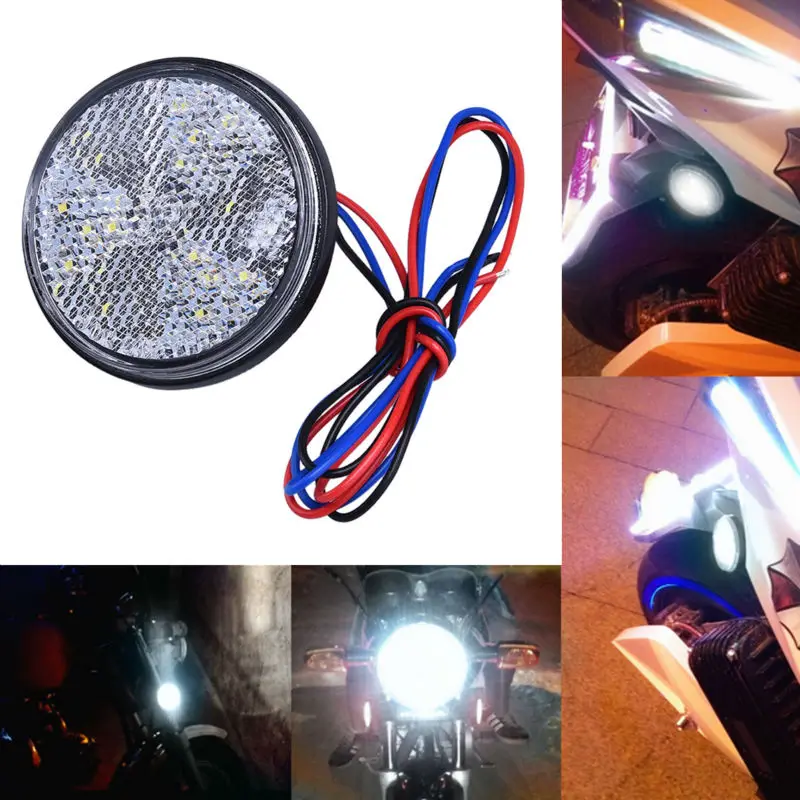 Авто Мото 24 SMD LED автомобилей мотоцикл фары лампы круглый Отражатели мотобайк светодиодные фонари красный, белый желтый свет 12 В