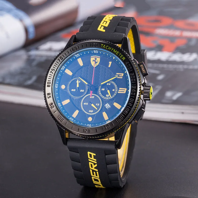 Luxury brand rubber belt watch for ferrari f1 racing series men's watches casual sports watch men 6-pin work quartz wristwatch Luxury brand rubber belt watch for ferrari f1 racing series men's watches casual sports watch men 6-pin work quartz wristwatch