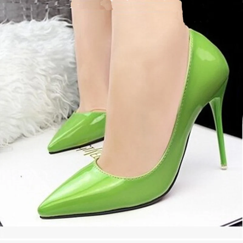 

2016 Spring New Sexy Fashion High Heels Women Shoes PU Nightclub Fine Heel Pointed  Red Black Green Pink High-heeled shoes zk3