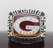 Envío de la gota 2005 Georgia Bulldogs Outback Bowl Championship Anillo con Caja de Presentación De Madera Maciza Ventilador Regalo de Los Hombres Al Por Mayor