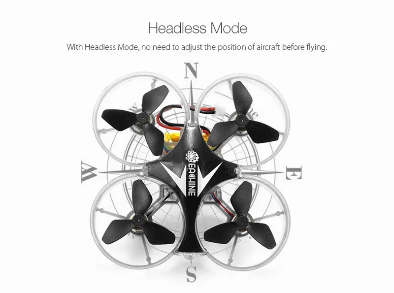 Eachine E012 Мини 2,4G 4CH 6 осевой Безголовый светодиодный светильник Радиоуправляемый Дрон Квадрокоптер вертолет режим 2 модели игрушек подарок RTF VS H36