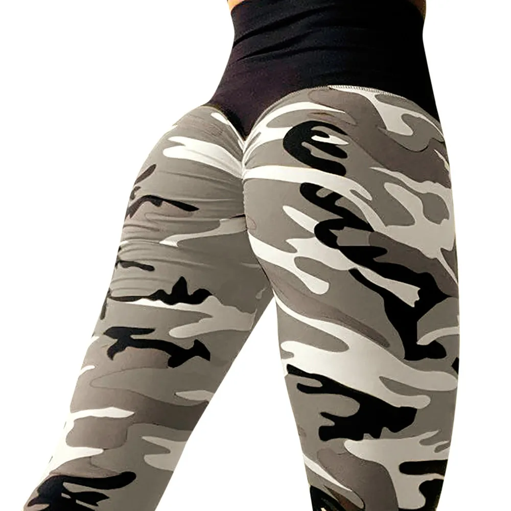 Женские модные леггинсы для тренировок со складками на спине, камуфляжные штаны для фитнеса, упражнений, фитнеса, штаны для бега леггинсы, спортивные женские леггинсы для фитнеса - Цвет: B