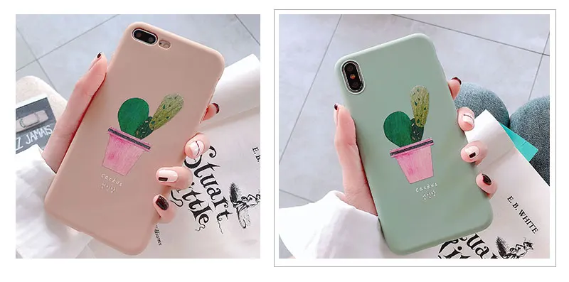 Silicone Cactus Cute Case For iPhone 8 8plus 7 7 Plus Cases Soft Phone Case For iphone 6 s 6s Plus X XR XS Max Cases Cover Coque (13)