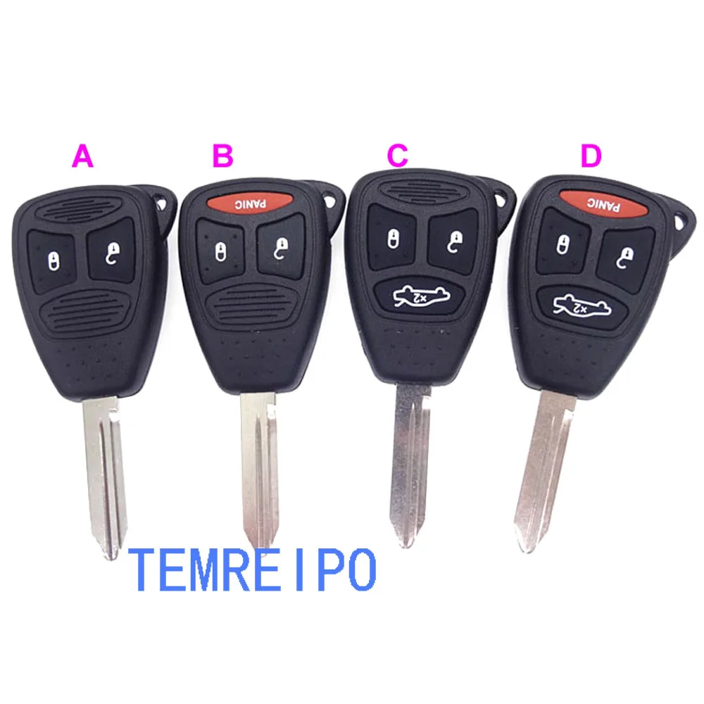 

10pcs/lot Remote Key Shell fit for CHRYSLER DODGE JEEP Car Key Case And Rubber Key Pad No Battery holder