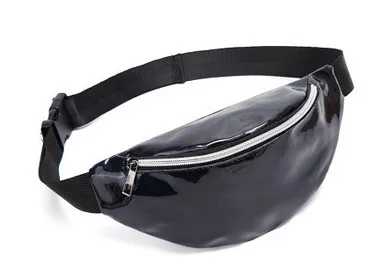 Лазерная прозрачная поясная сумка для женщин, пляжная сумка через плечо, модная повседневная клетчатая сумка - Цвет: Черный