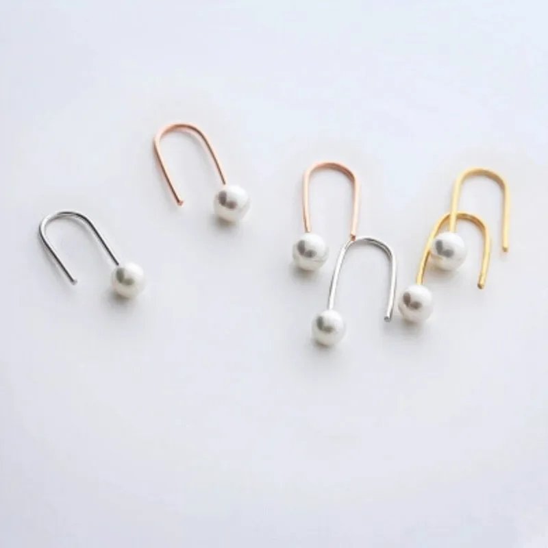 

100% 925 Sterling Silver Drop Earring Imitation Pearls Simple Prevent Allergy Long Earrings Flyleaf Fashion Jewelry For Women