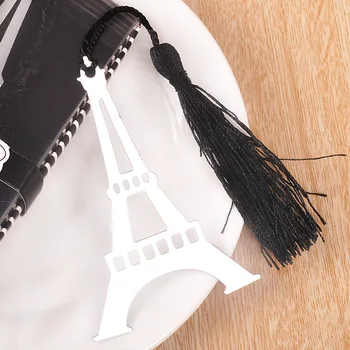 

2017 New Romantic Eiffel Tower Bookmarks With Tassel Metal Bookmark Stationery Baby shower Wedding party favor Gifts supply