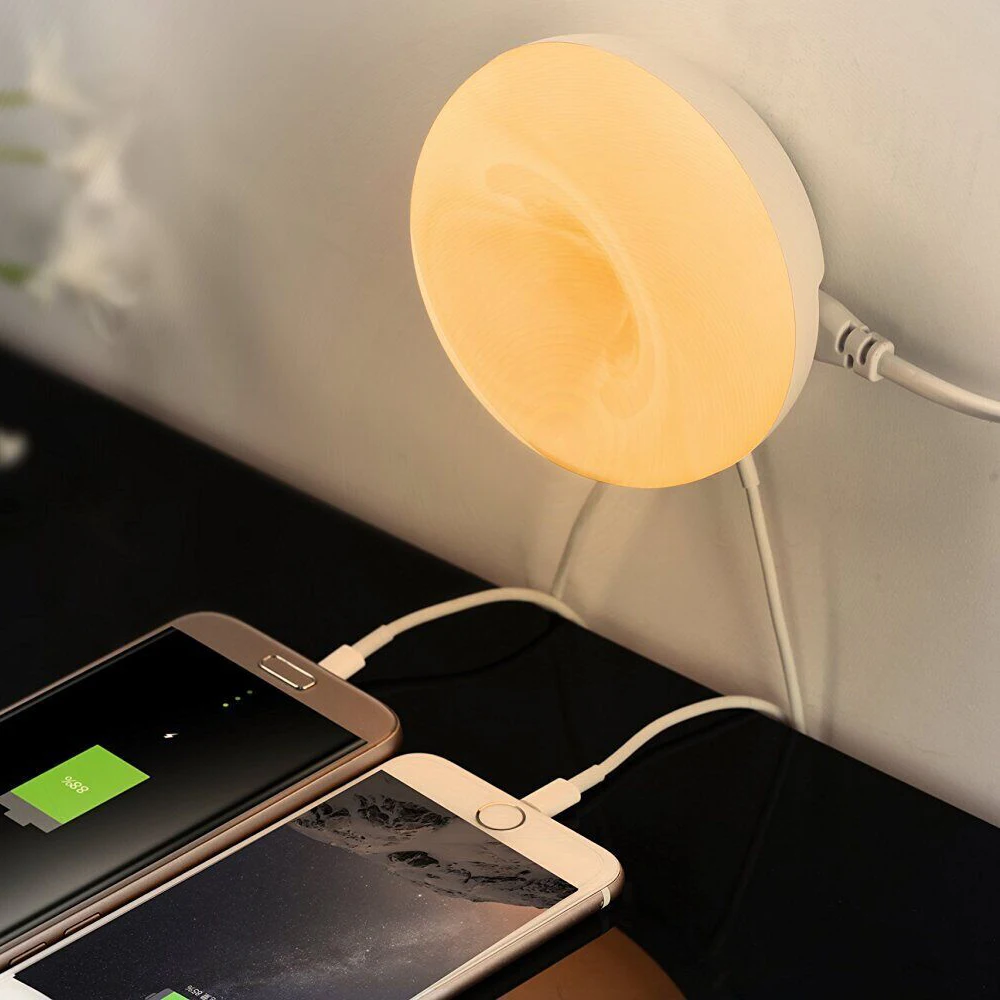 

Led Sensor Sweet Donuts Style Smart Cell Phone charging Charger Warm White Night Light 2 USB Port Desktop Table Lamp #KF