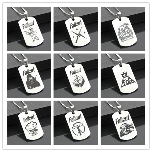 

Perfect JL Fallout Western Style Army card Personalized Diy Letters Pendant Steel Necklace personality Gifts FSYX01