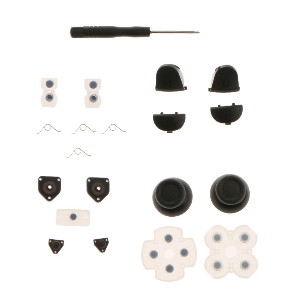 Replacement L1 R1 L2 R2 Trigger Buttons Springs Thumb Sticks Conductive for Playstation4 PS4 PRO Slim Controller - Set of 20