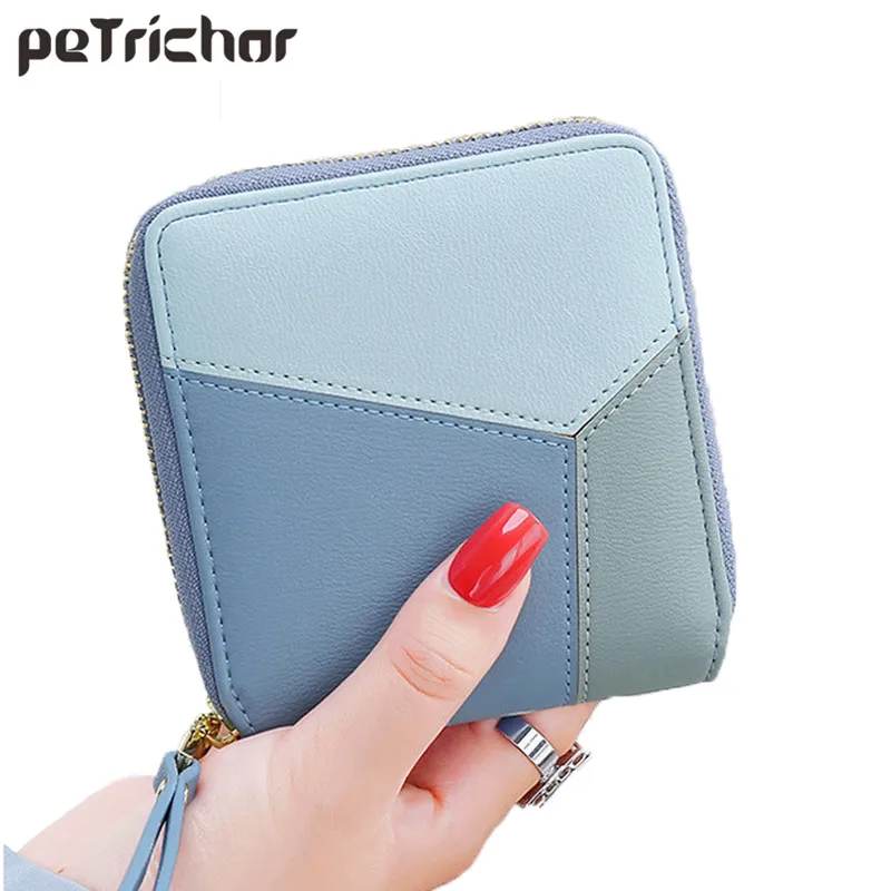 

Petrichor Short Wallets Women Zipper Coin Purse Fashion Patchwork PU Leather Wallet Brand Female Lady Purse Card Holder Wallet