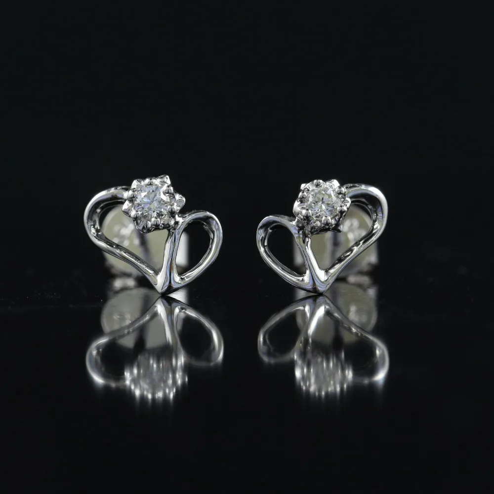 

LASAMERO 0.06CTW Round Cut Natural Diamond Cluster Earrings 18K White Gold Diamond Halo Stud Earrings Fine Jewelry Earring Studs
