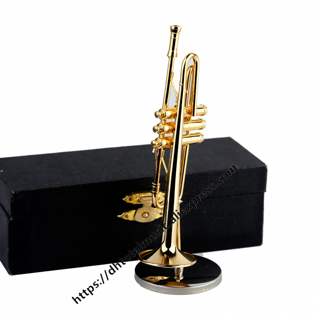 Dh Мини Труба Рождественский подарок украшения для дома Миниатюрная Музыкальная труба инструмент модель маленький рожок игрушки с чехлом и подставкой