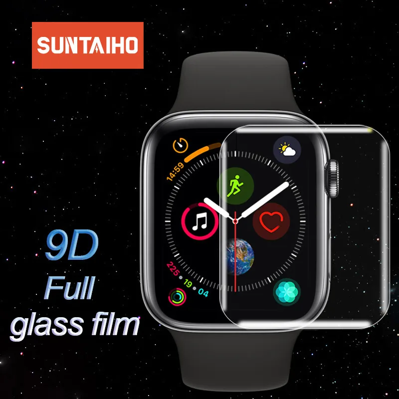 Протектор экрана Suntaiho 9D для Apple Watch Series 4 3 2 протектор полное покрытие полная гелевая стеклянная пленка для Apple Watch 4 40 44 мм