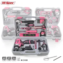 Hi-Spec розовый набор ручного инструмента с аккумуляторной дрелью, отверткой, Ремонтный домашний электроинструмент, подарочный набор инструментов, дамские бытовые инструменты, набор в коробке, чехол