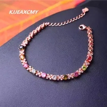 KJJEAXCMY бутик ювелирных изделий, 925 Серебряный декор, чистые натуральные конфеты, турмалин, драгоценный камень браслет