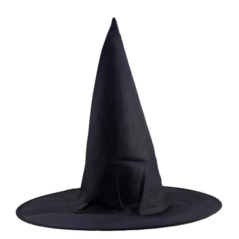 Halloween Black Witch Hat Harry Potter Pointed Hat Pure Black Spiked ...