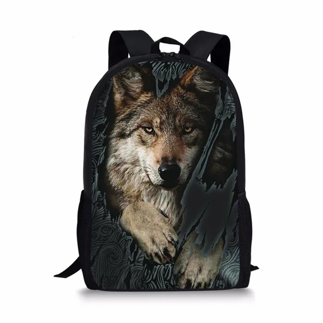 FORUDESIGNS/3 шт./компл. школьный рюкзак дикого волка 3D с принтами для мальчиков и девочек свитер с воротником ортопедии Рюкзак Mochila Escolar - Цвет: L4319C