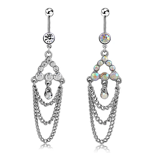 

Bluelans Multi-layer Chain Pendant Rhinestone Belly Button Ring Navel Barbell Piercing