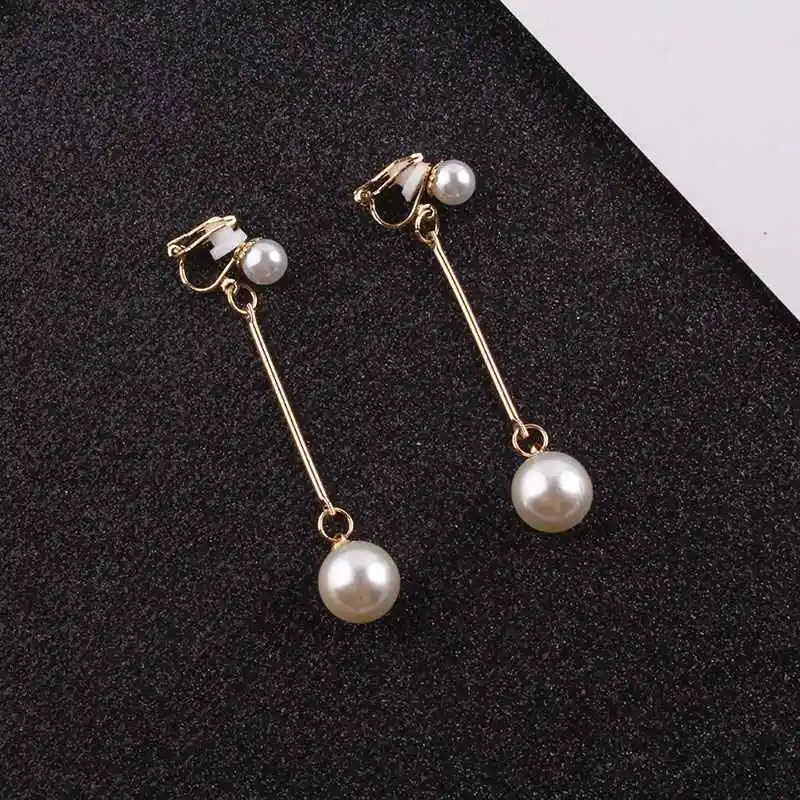 JIOFREE Fashion Wedding party Gift Elegant imitation pearl clip on earrings without pierced earrings no ear hole clip jewelry