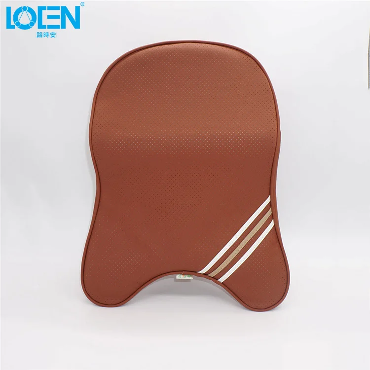 1* 3D подушка для шеи из искусственной кожи с эффектом памяти, супер мягкая подушка для шеи с эффектом памяти, чехол для автомобильного сиденья, подушка для подголовника, тканевая подушка - Название цвета: Brown PU cover