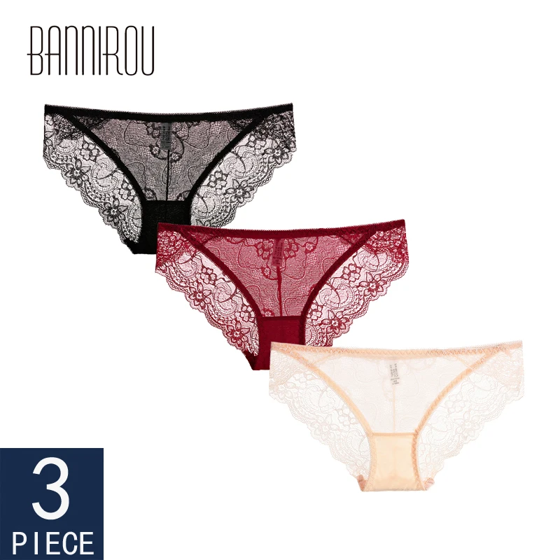 

3 Pcs Woman Underwear Sexy Lace Panties Briefs Breathable Female Panty Panties New Underwear For Women Lace Sexy M-XXL BANNIROU