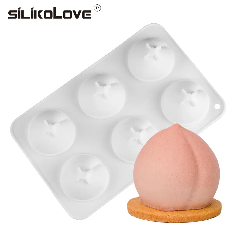 

SILIKOLOVE 3D Peach Cake Silicone Molds for Baking Cake Decorating Dessert Fruit Mousse Mould 6 Hole DIY Bakeware Tools