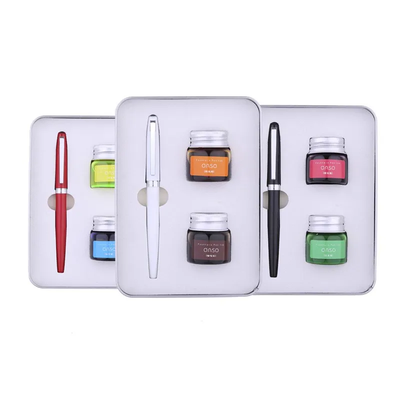 

Luxury OASO Fountain Pen Ink Set Extra Fine 0.38mm Business Office Red Financial Pens The Best Christmas Gift for Friends