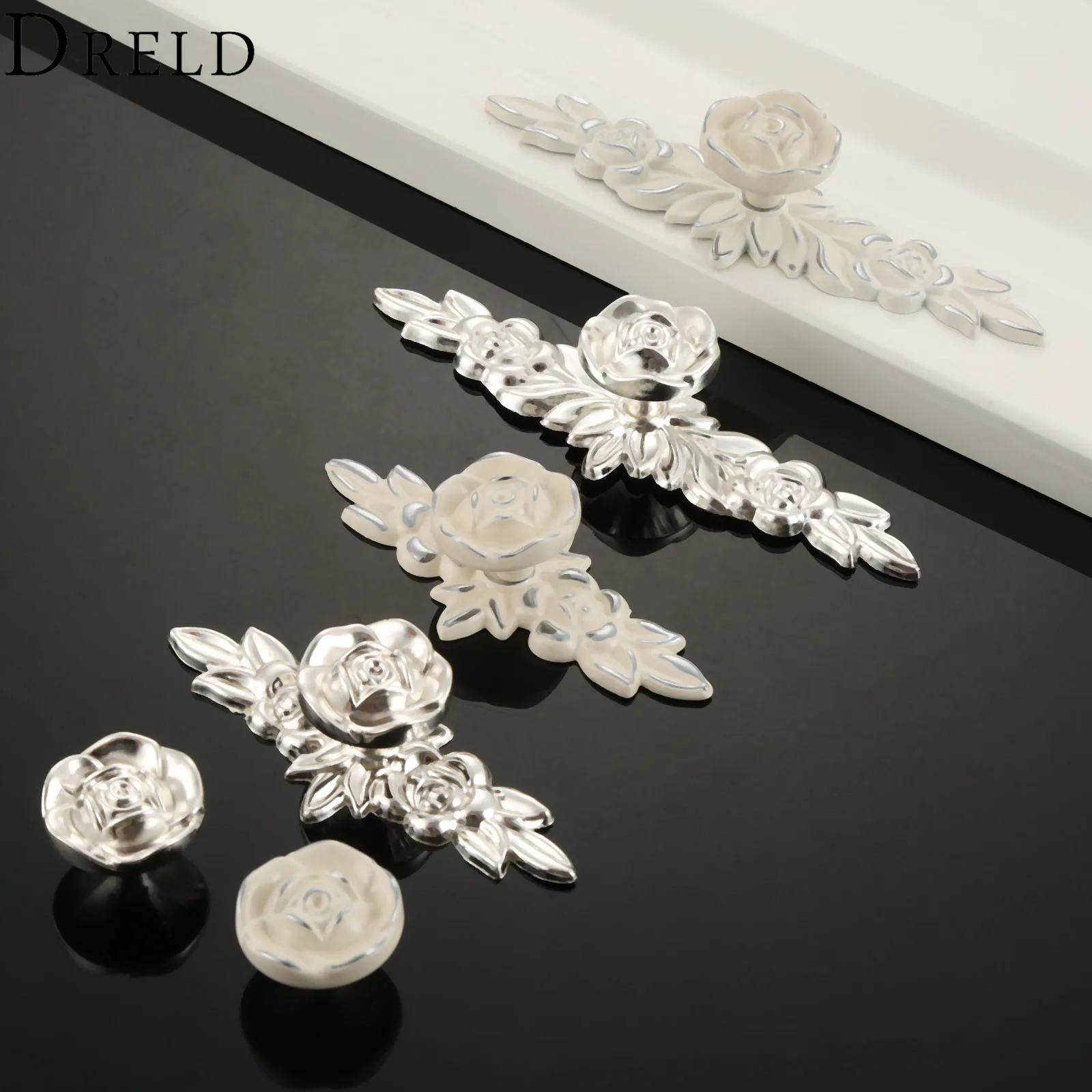 

DRELD 2018 Furniture Handles Rose Cabinet Knobs and Handles Wardrobe Door Pulls Drawer Kitchen Kitchen Handle Furniture Hardware