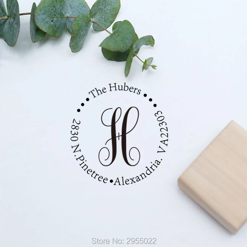 

Custom Monogram wood stamp,Return Address Stamp, wood rubber stamp, personalized Monogram Return Address Stamp
