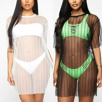 

Women's Sheer Mesh Bikini Cover Up Swimwear Swimsuit Bathing Summer Beach Dress
