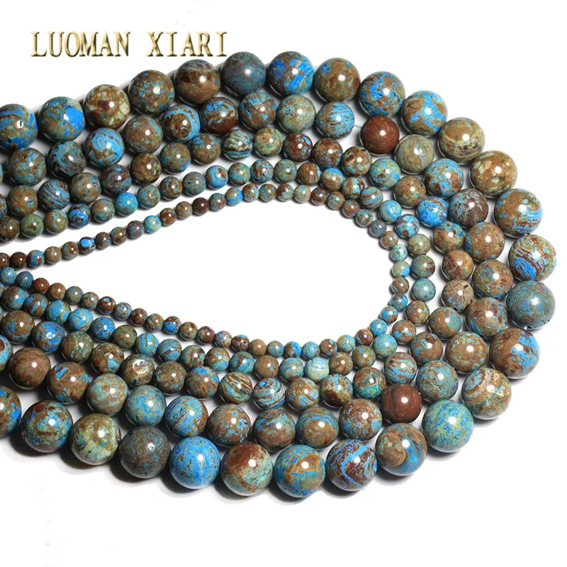 

AAA+ Natural Blue Texture Stone Round Beads For Jewelry Making DIY Bracelet Necklace Material 4/6/8/10/12 mm Strand 15''