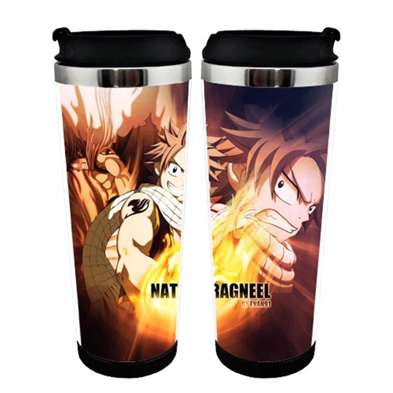 Kopen HOT KOOP Japanse Anime Fairy Tail Dubbele Isolatie Mok Koffie Cup Plastic liner en Roestvrij staal liner Ruimte Cup