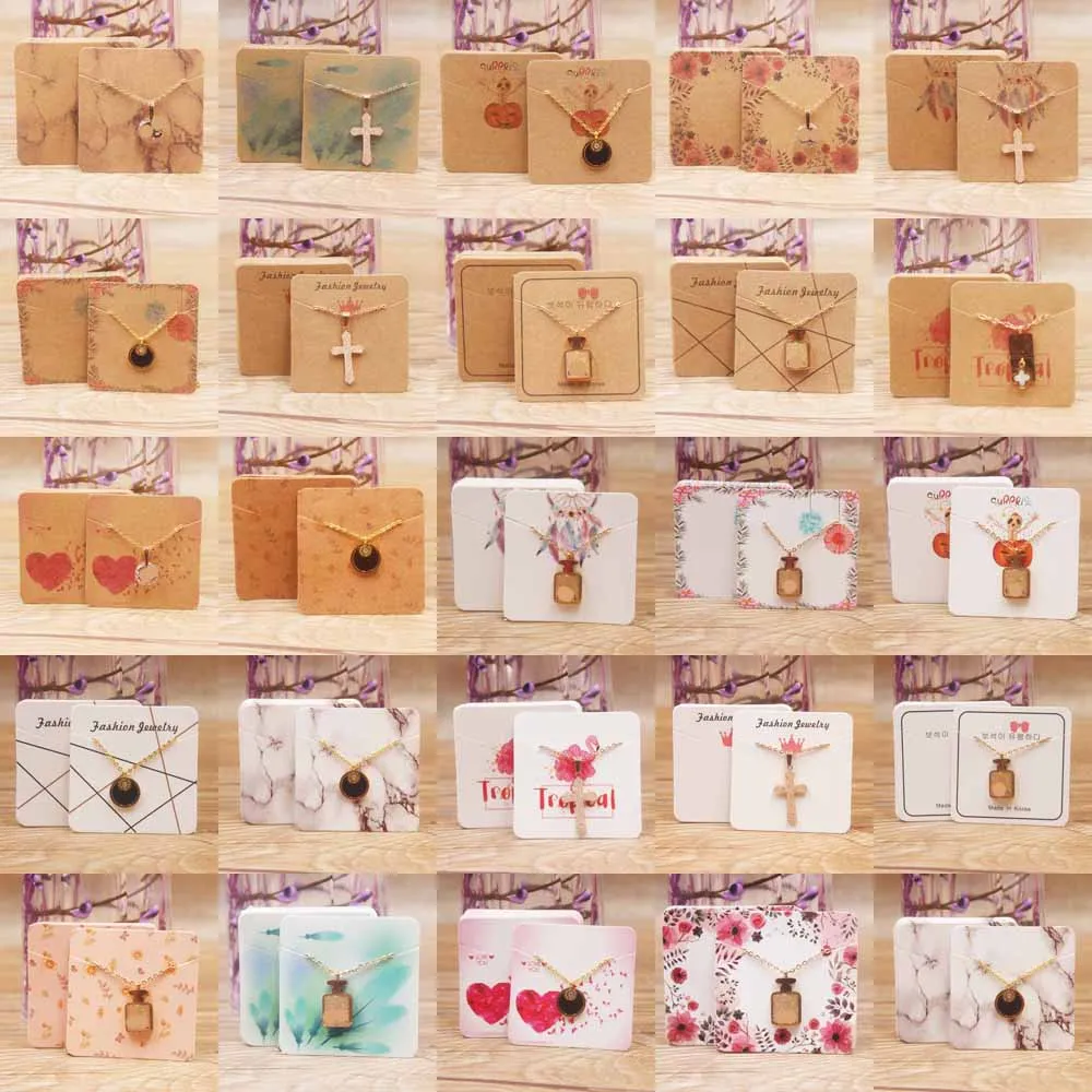 

24designs Fashion Jewelry Display Necklace charms package card 50pc kraft Dreamcatcher /marble style pendant display tag card